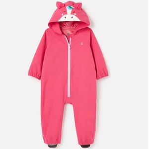 Joules Hot Pink Unicorn Hooded Rain Suit